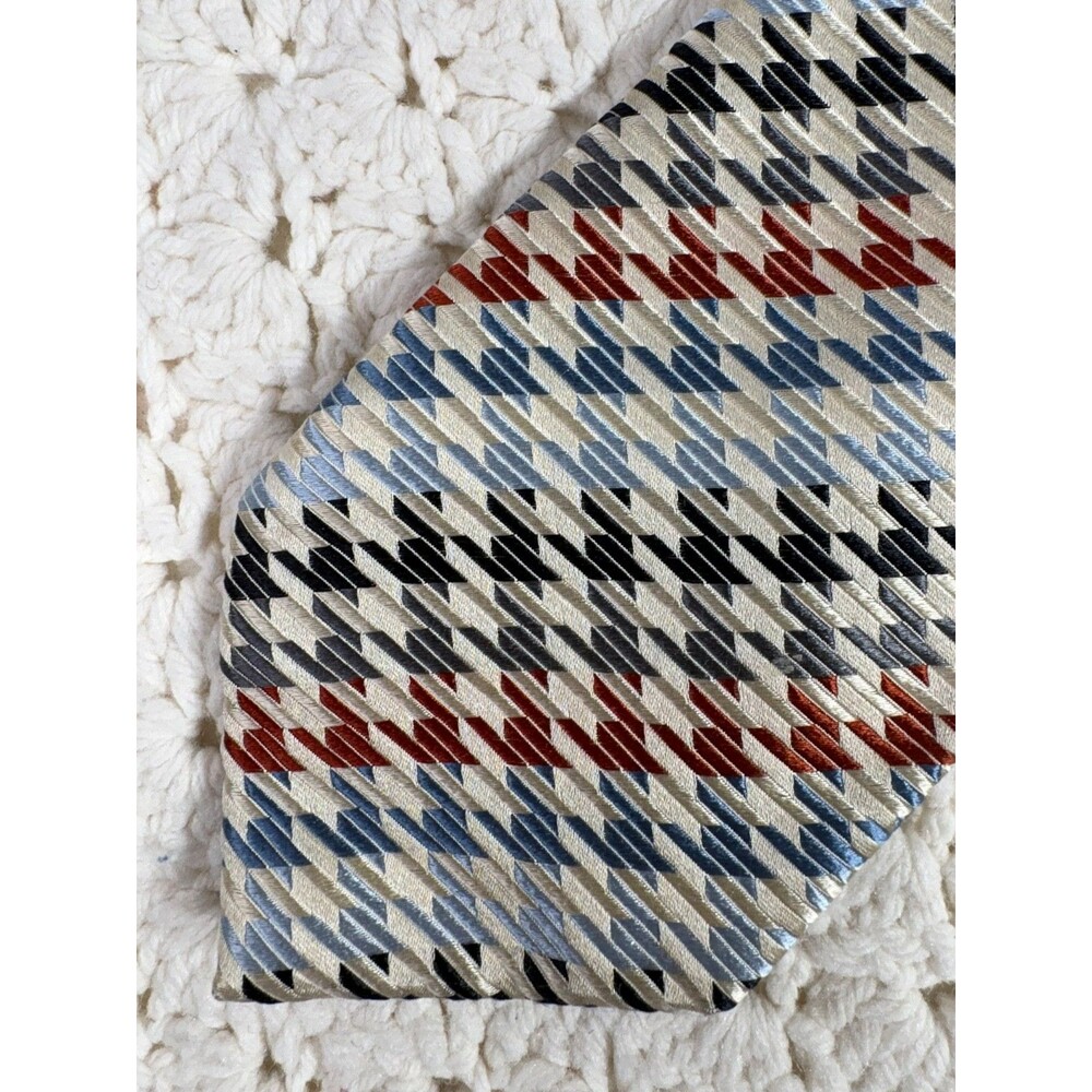 Vintage Kuhlman Men's Silk Tie Geometric 3.5" x 60" EUC Made in Italy